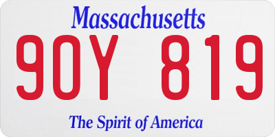 MA license plate 9OY819