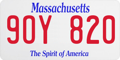 MA license plate 9OY820