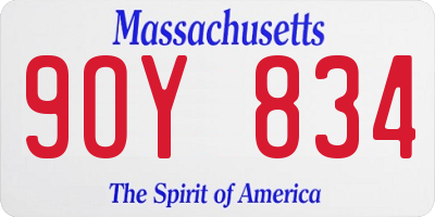 MA license plate 9OY834