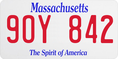 MA license plate 9OY842