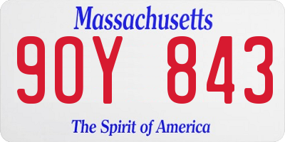 MA license plate 9OY843