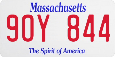 MA license plate 9OY844