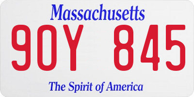 MA license plate 9OY845