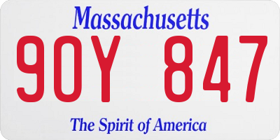 MA license plate 9OY847