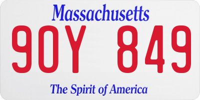 MA license plate 9OY849