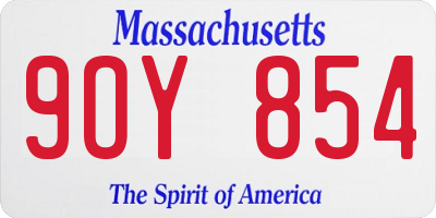 MA license plate 9OY854
