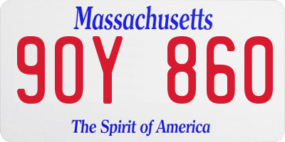 MA license plate 9OY860