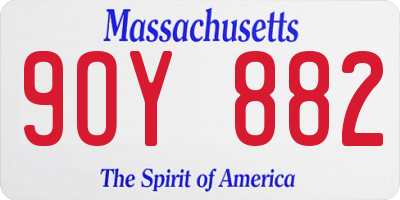 MA license plate 9OY882
