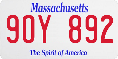 MA license plate 9OY892