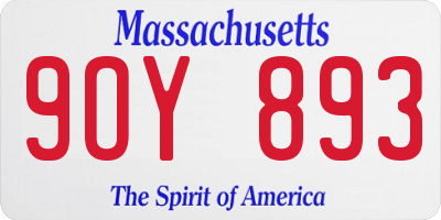 MA license plate 9OY893