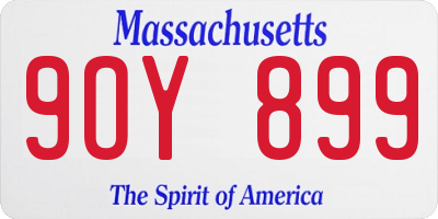 MA license plate 9OY899