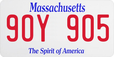 MA license plate 9OY905
