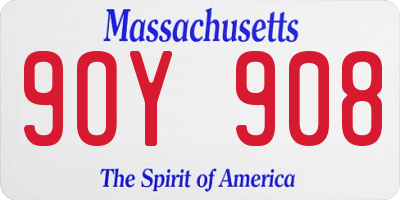 MA license plate 9OY908