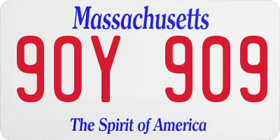 MA license plate 9OY909