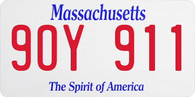 MA license plate 9OY911