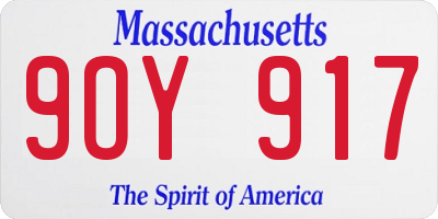 MA license plate 9OY917