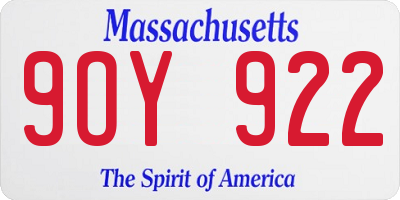MA license plate 9OY922