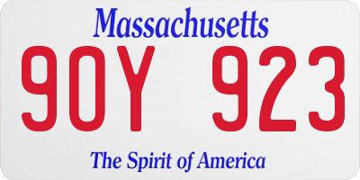 MA license plate 9OY923