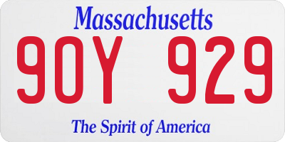 MA license plate 9OY929