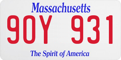 MA license plate 9OY931