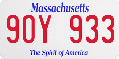 MA license plate 9OY933