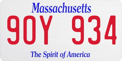 MA license plate 9OY934