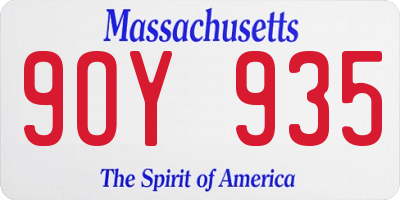 MA license plate 9OY935