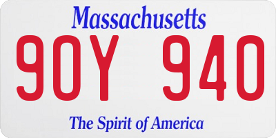 MA license plate 9OY940