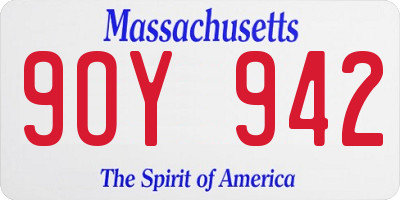 MA license plate 9OY942