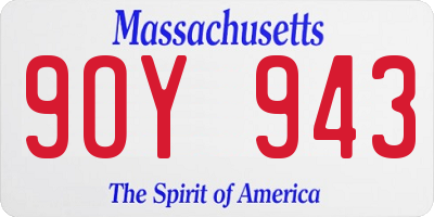 MA license plate 9OY943