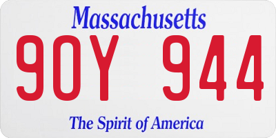MA license plate 9OY944