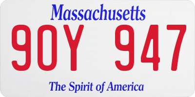 MA license plate 9OY947