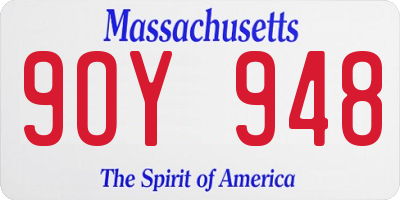 MA license plate 9OY948