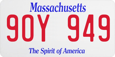 MA license plate 9OY949