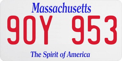 MA license plate 9OY953
