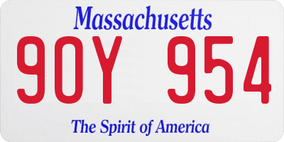 MA license plate 9OY954