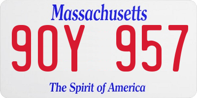 MA license plate 9OY957