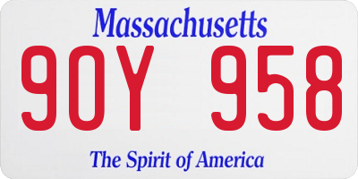 MA license plate 9OY958