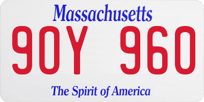 MA license plate 9OY960