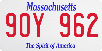 MA license plate 9OY962