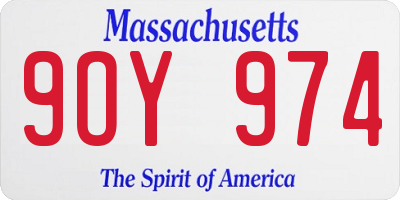 MA license plate 9OY974
