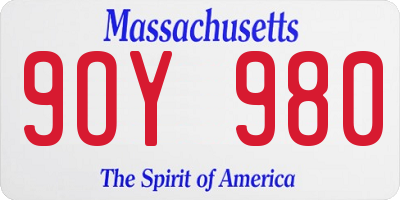 MA license plate 9OY980