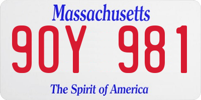 MA license plate 9OY981