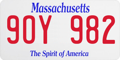 MA license plate 9OY982
