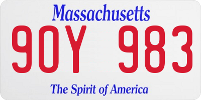 MA license plate 9OY983