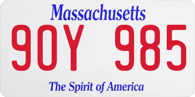 MA license plate 9OY985
