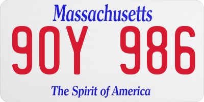 MA license plate 9OY986
