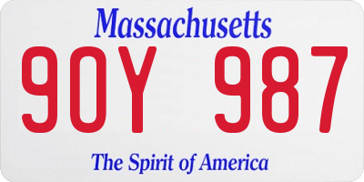 MA license plate 9OY987