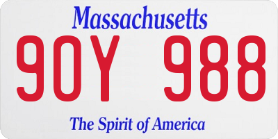 MA license plate 9OY988