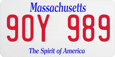 MA license plate 9OY989